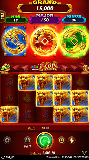 3 Coin Treasures Actual Gameplay Screen